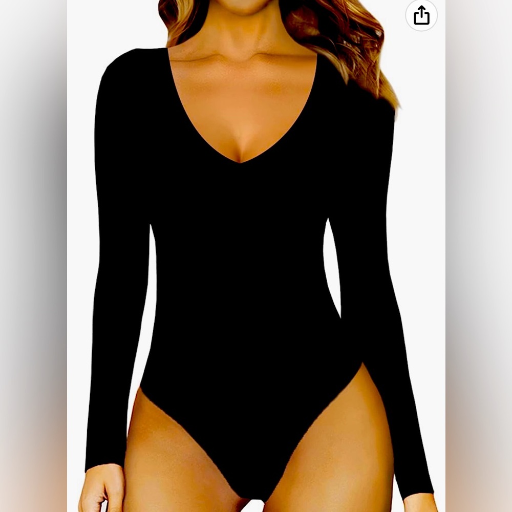 Mango pop Black Long Sleeve Bodysuit